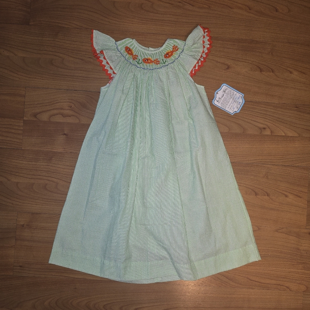 Handmade Green Kids Dress with Embroidered Details 4T